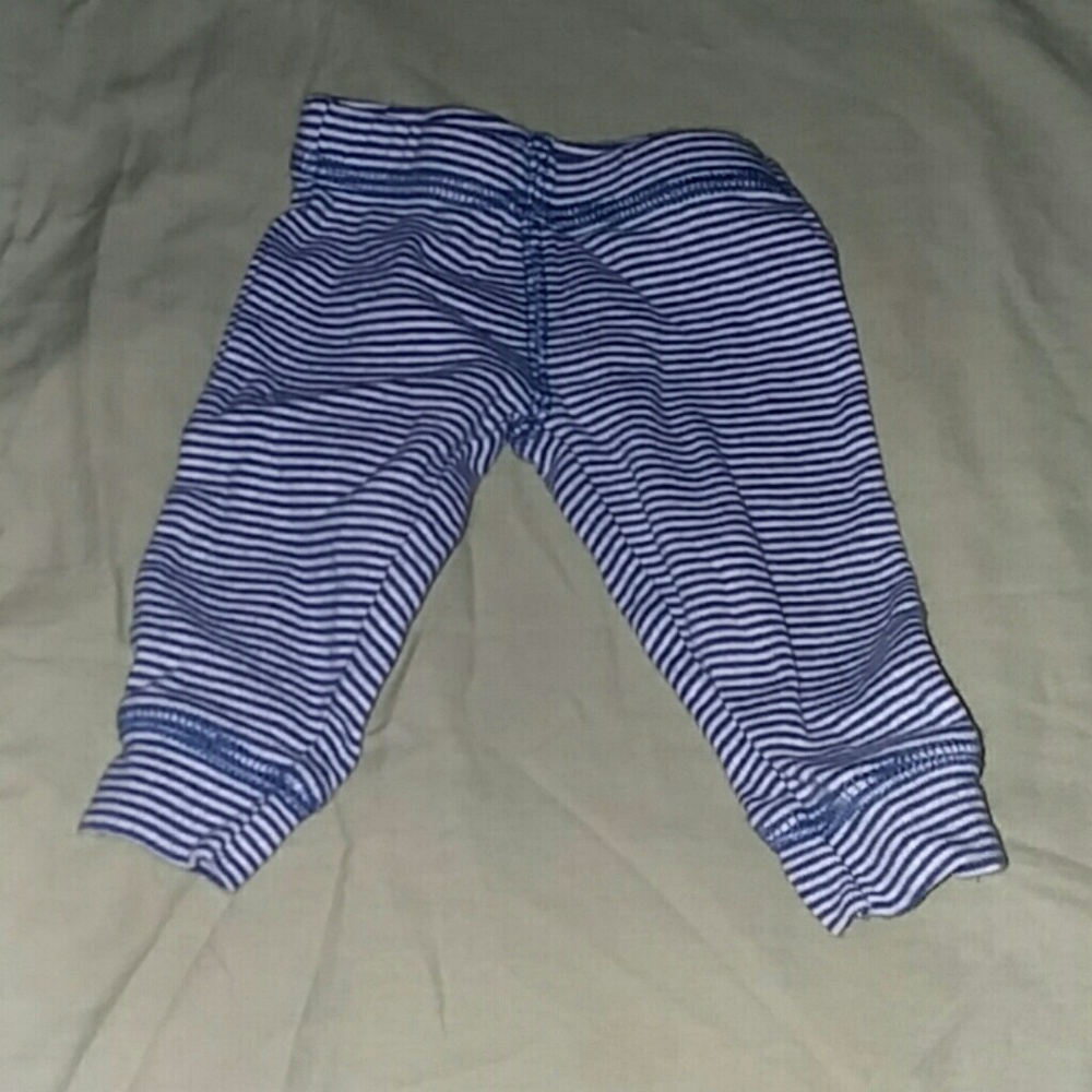 Blue and white striped pants
